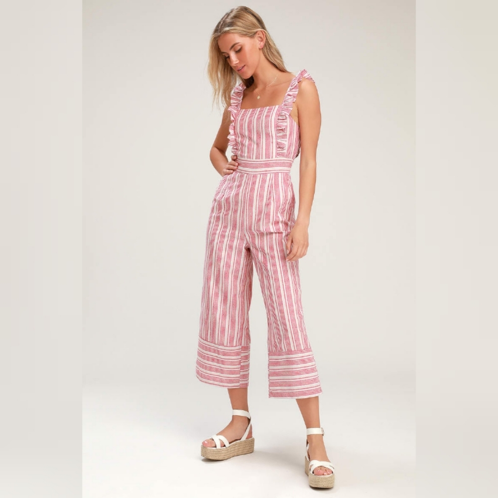 Red & White Striped Culotte Jumper Size Small